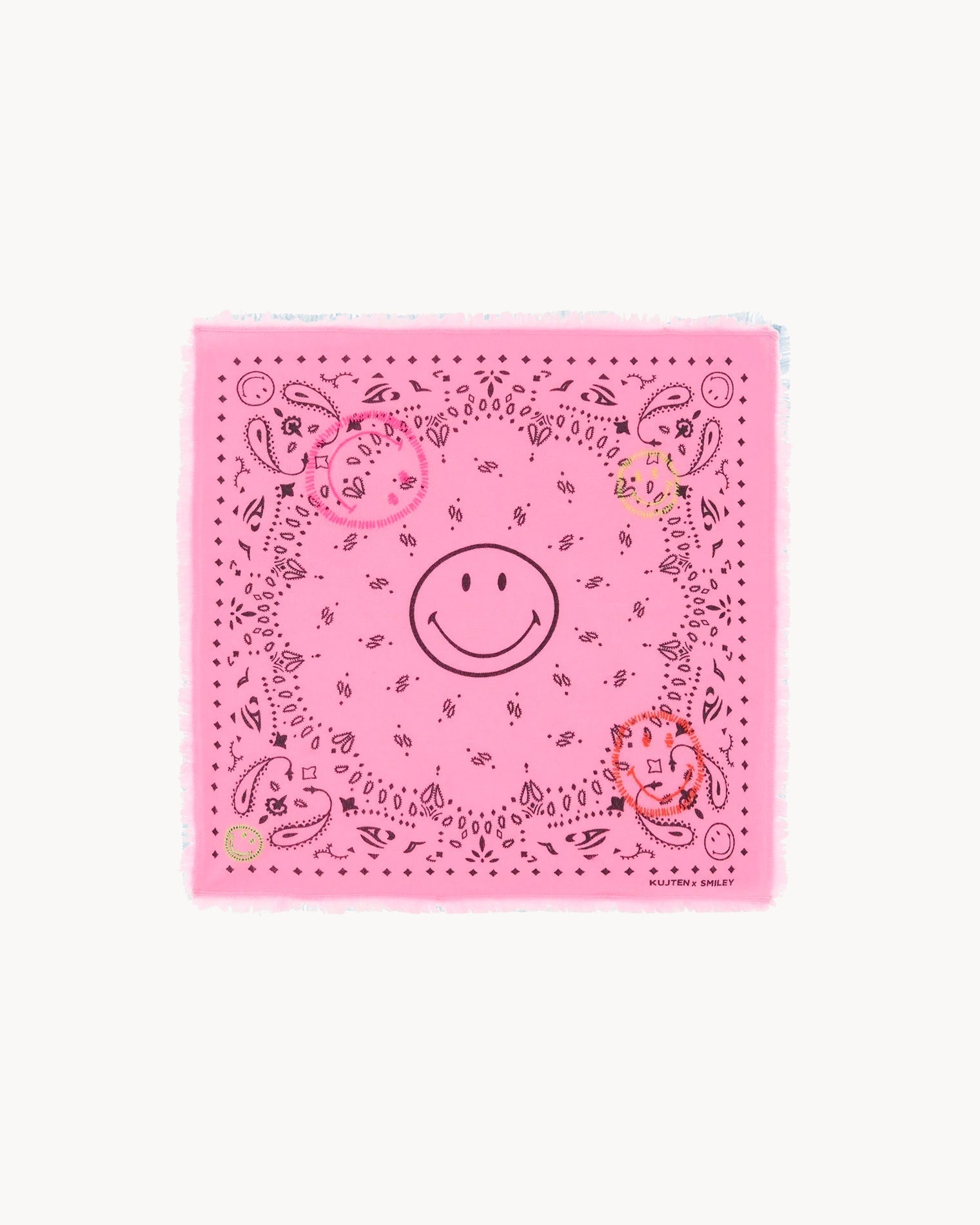 KUJTEN Bandana Hachi Smiley Brode Bubblegum Pink