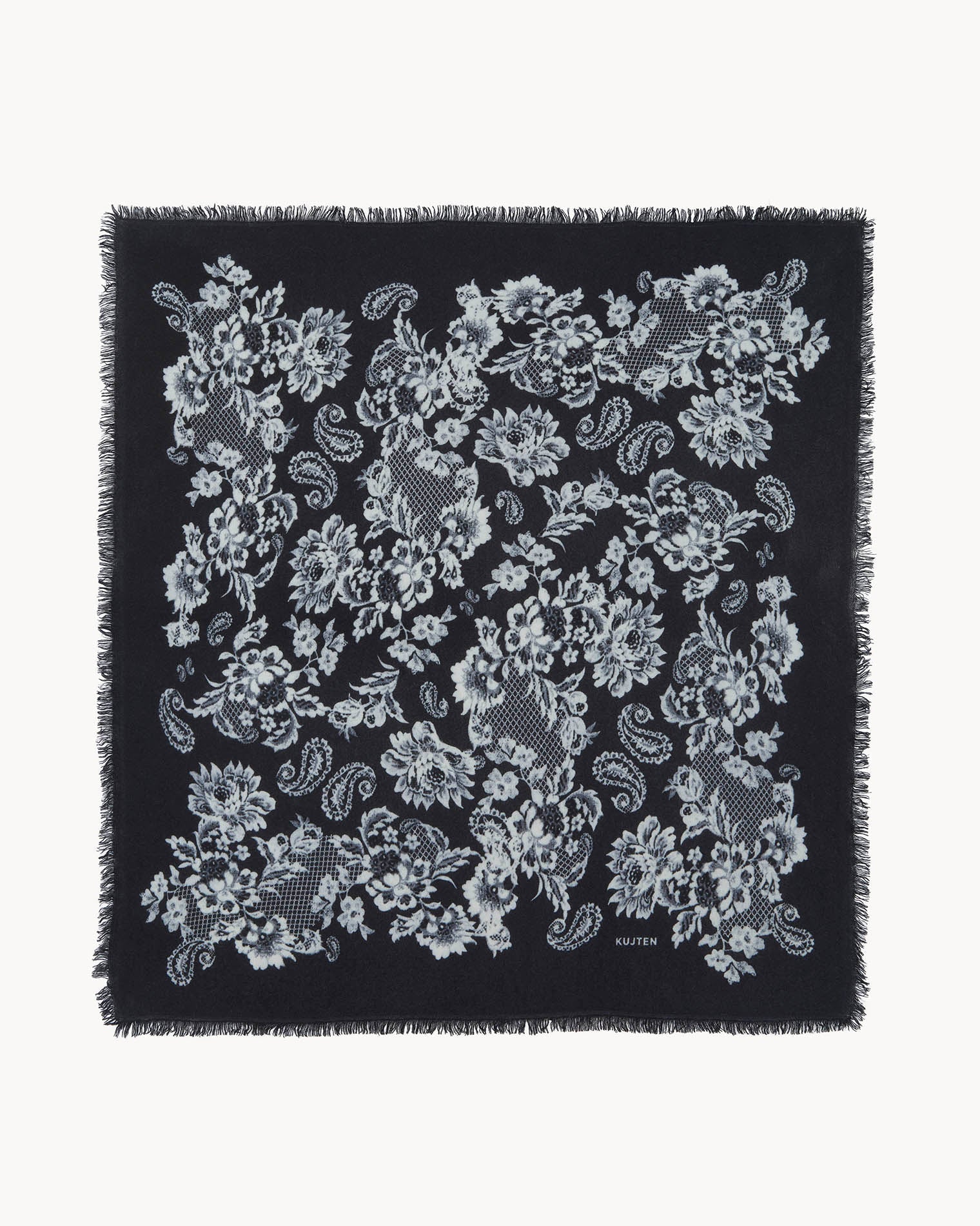KUJTEN Large Bandana Hachiko Lace Black White