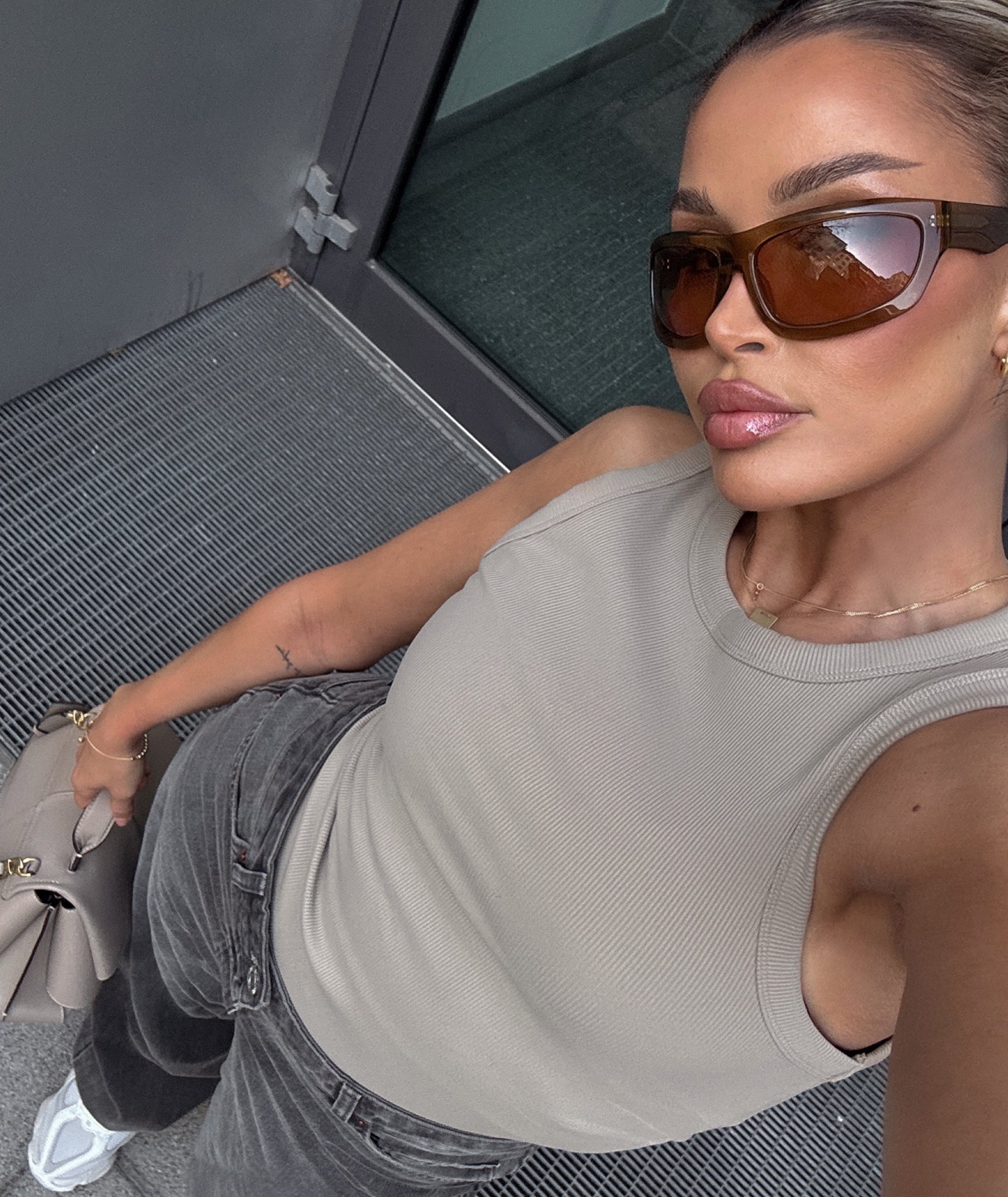 VEHLA RIBBED TANK - TAUPE - Ribbed Tank