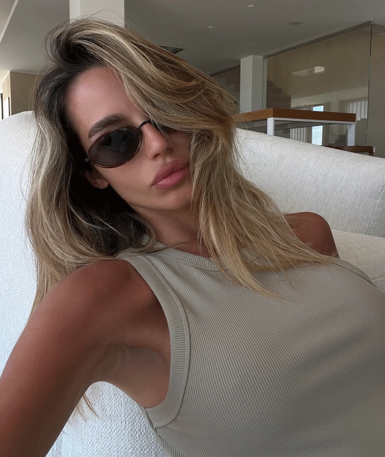 VEHLA RIBBED TANK - TAUPE - Ribbed Athlete