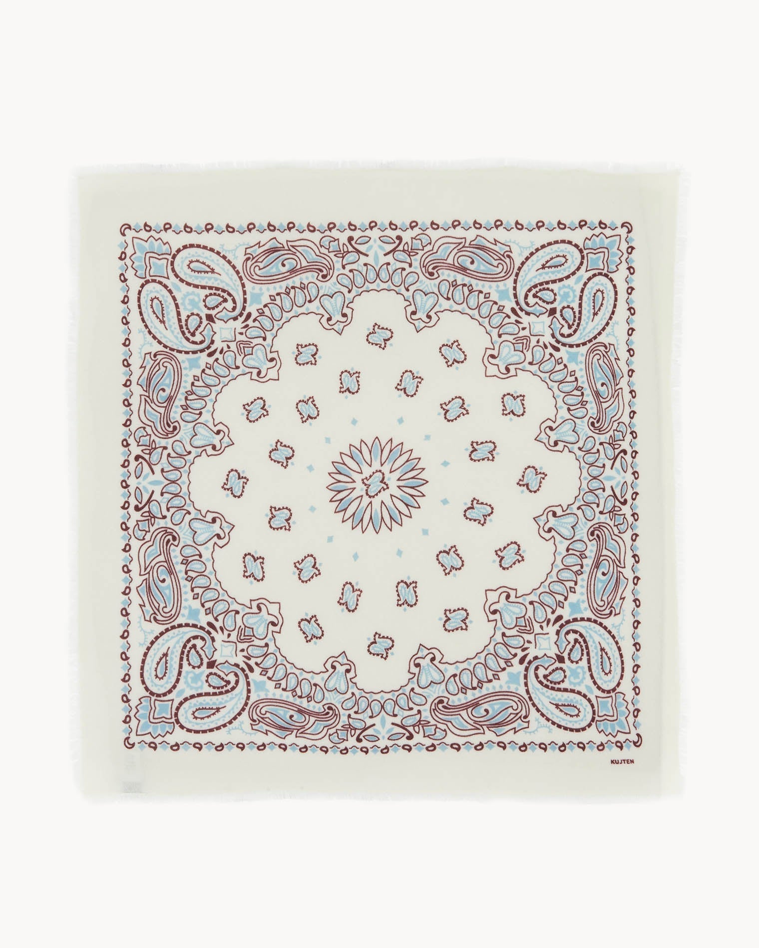 KUJTEN Large Bandana Hachiko Bico White Burgundy Sienna