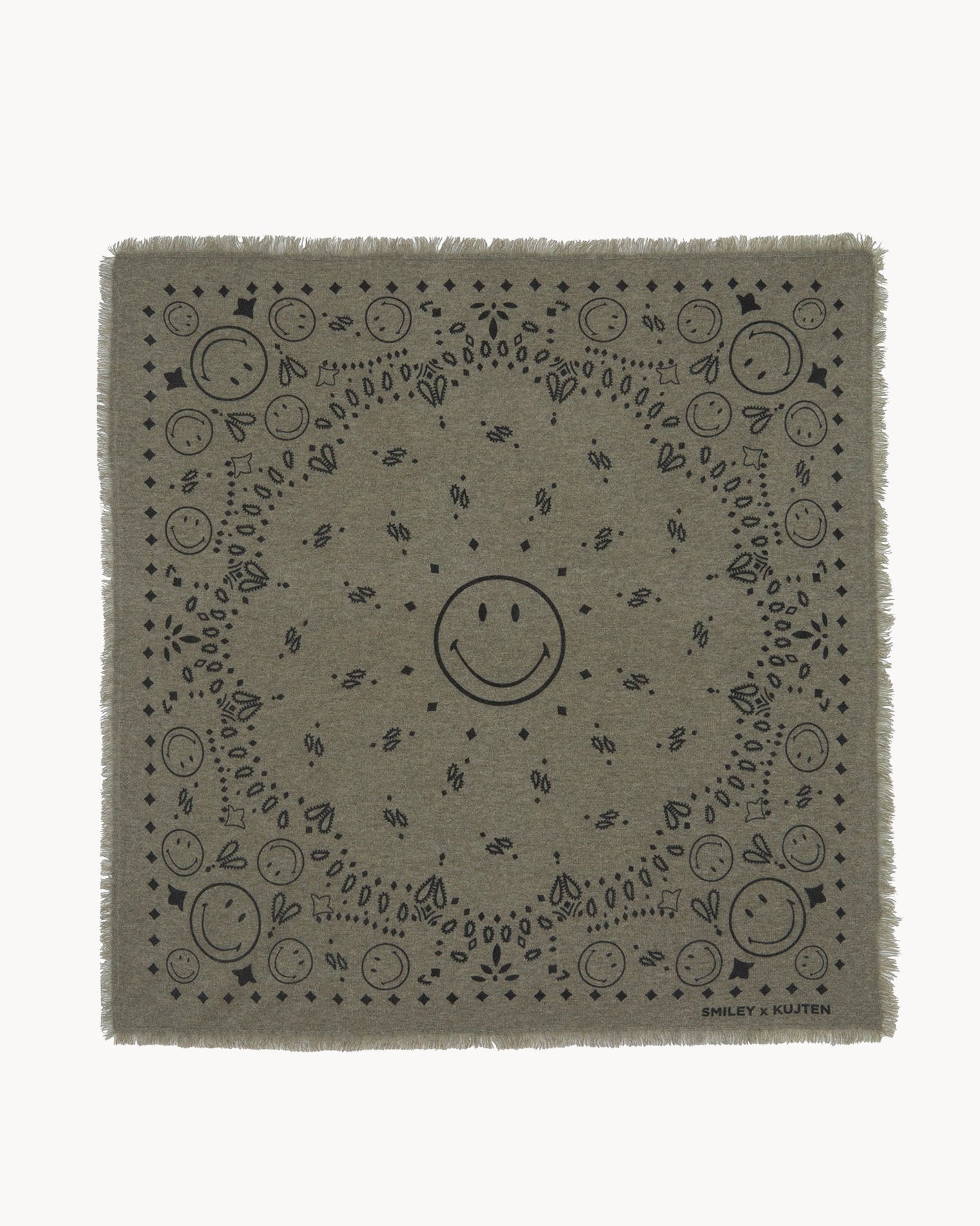 KUJTEN Large Bandana Hachiko Smiley Marl Khaki