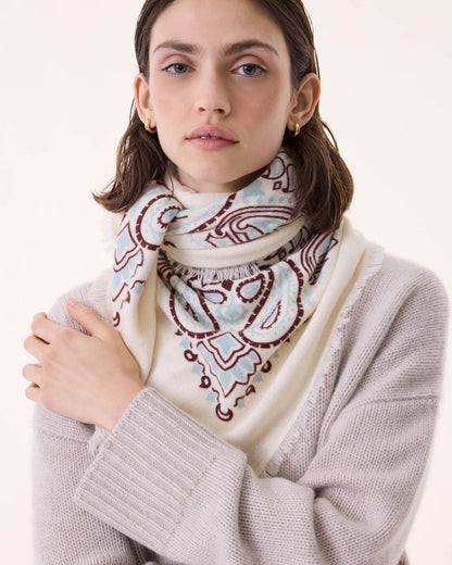 KUJTEN Large Bandana Hachiko Bico White Burgundy Sienna