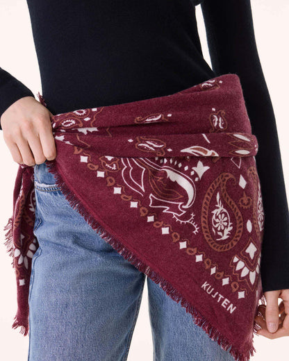 KUJTEN Large Bandana Hachiko Feather Bico Burgundy