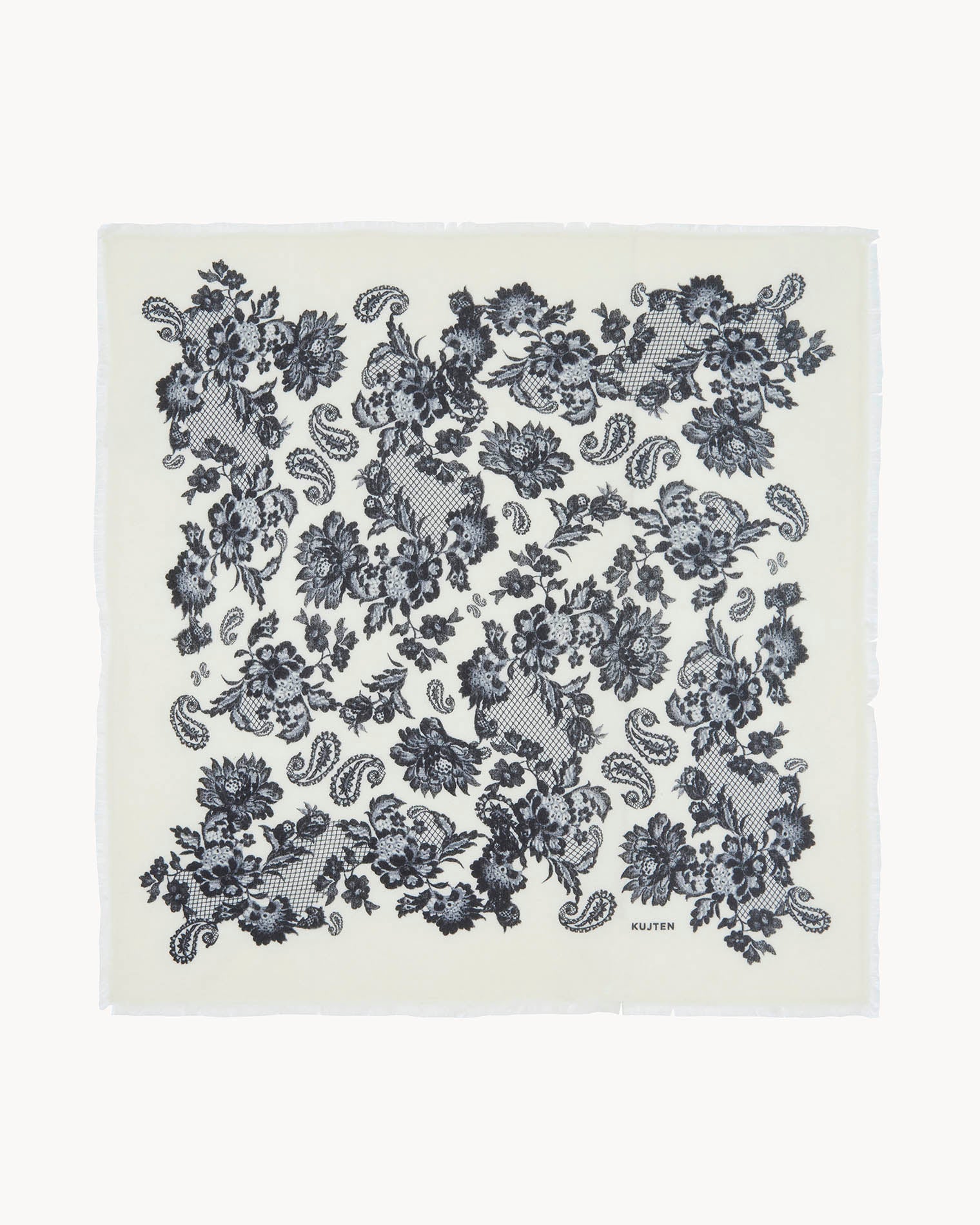 KUJTEN Large Bandana Hachiko Lace White Black