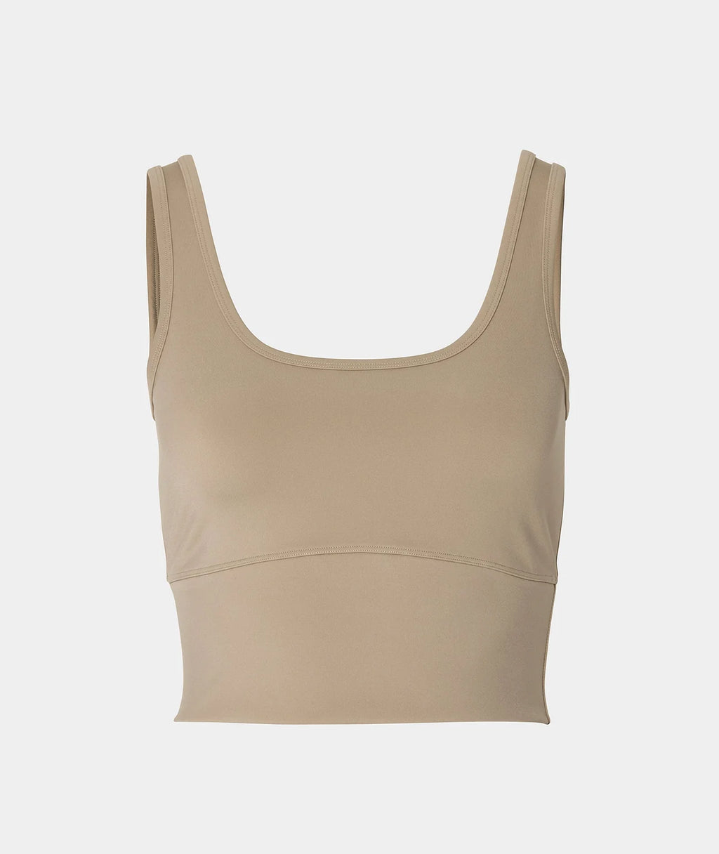 VEHLA CROPPED TANK - TAUPE - Crop Athlete