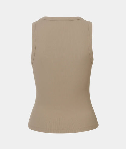 VEHLA RIBBED TANK - TAUPE - Ribbed Athlete