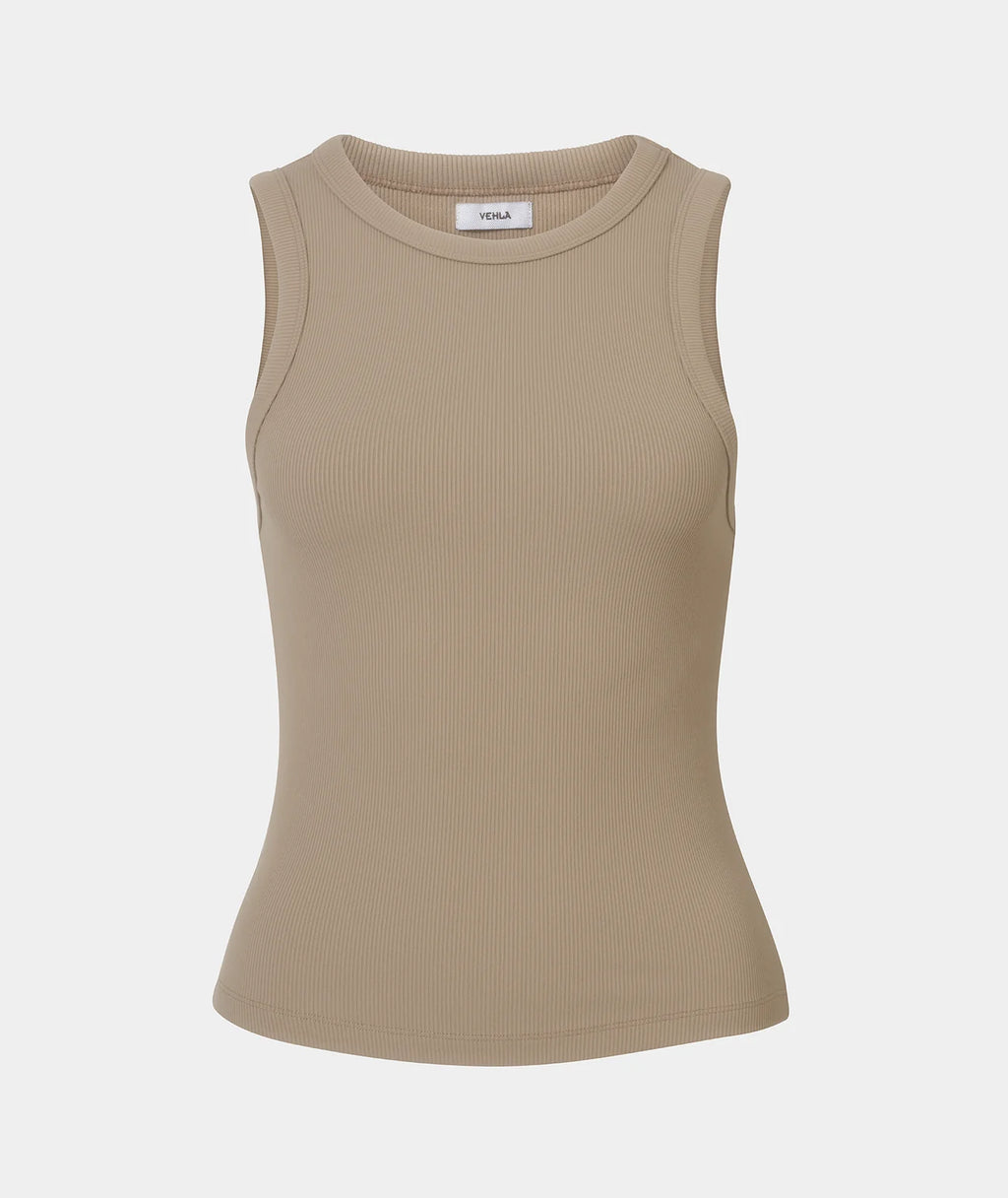 VEHLA RIBBED TANK - TAUPE - Ribbed Athlete