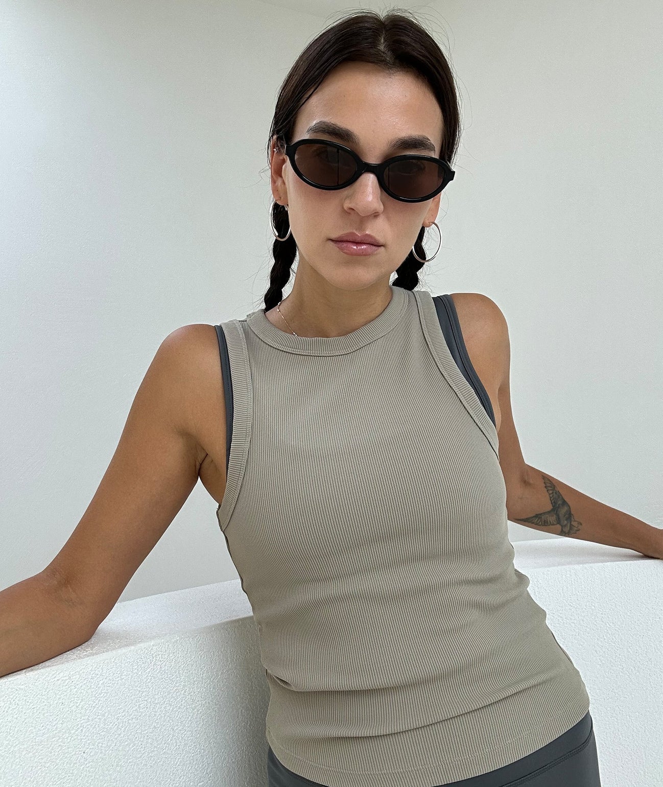 VEHLA RIBBED TANK - TAUPE - Ribbed Athlete