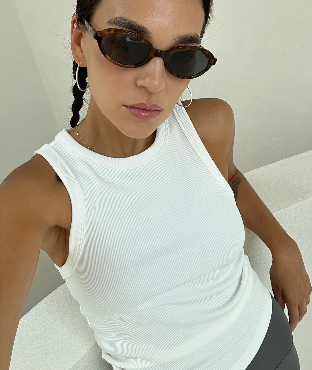 VEHLA RIBBED TANK - SNOW - Ribbed Athlete