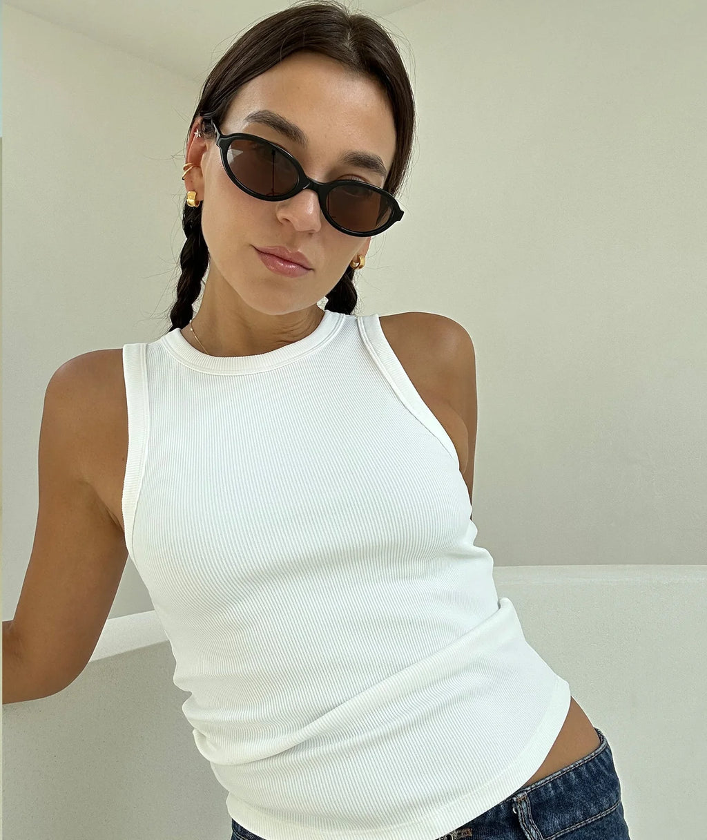 VEHLA RIBBED TANK - SNOW - Ribbed Athlete